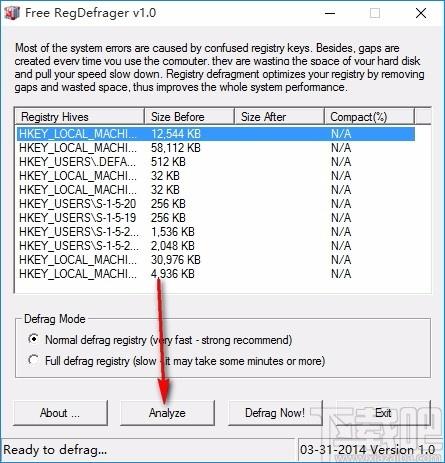 Free RegDefrager下载,注册表碎片清理软件,注册表碎片清理